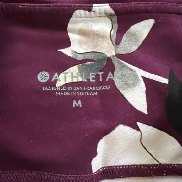 Plum/Burgundy Floral Athleta leggings - Picture 3 of 3